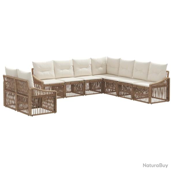 Ensemble de canap� de jardin 9 pcs Beige polyrotin