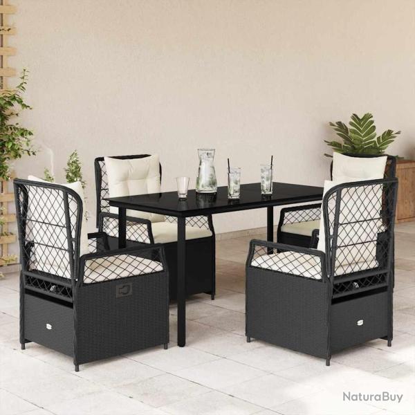 Ensemble � manger de jardin coussins 5pcs Noir R�sine tress�e