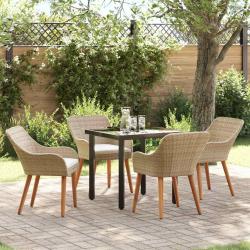 Ensemble de salle &agrave; manger pour jardin 5 pcs Beige polyrotin