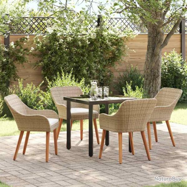 Ensemble de salle � manger pour jardin 5 pcs Beige polyrotin