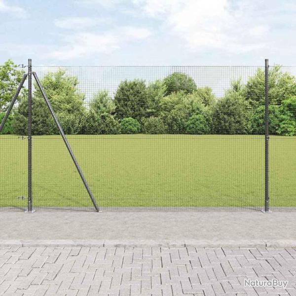Cl�ture en fil soud� avec base en b�ton 10 x 1,5 m Gris Maille