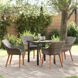 Ensemble de salle &agrave; manger pour jardin 5 pcs Gris polyrotin