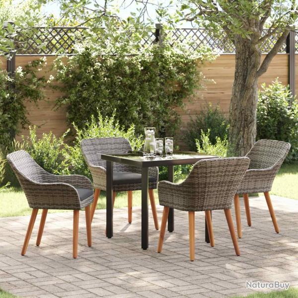 Ensemble de salle � manger pour jardin 5 pcs Gris polyrotin