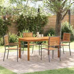 Ensemble de salle &agrave; manger pour jardin 5 pcs Gris