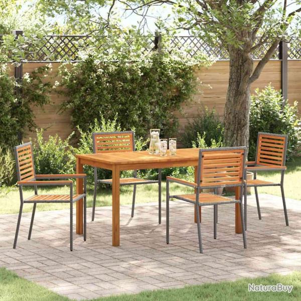 Ensemble de salle � manger pour jardin 5 pcs Gris