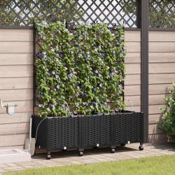 Porte-plante de jardin avec irrigation et roues 3 pc Noir PP