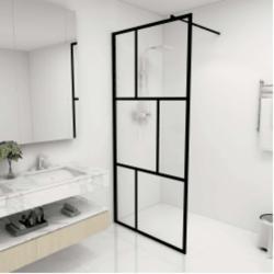 Paroi de douche &agrave; l'italienne avec verre tremp&eacute; Noir 90x195 cm