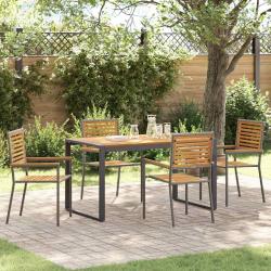 Ensemble de salle &agrave; manger pour jardin 5 pcs Gris et marron
