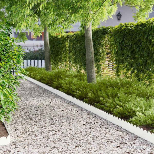 Bordure de Pelouse 10 pcs 103 x 15 cm Acier Blanc