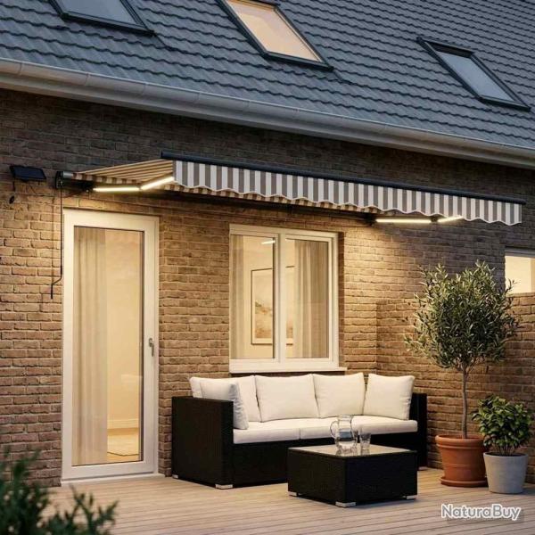 Auvent r�tractable Gris clair et blanc 500 � 300 cm
