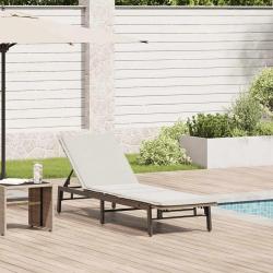 Chaise longue avec coussin beige r&eacute;sine tress&eacute;e