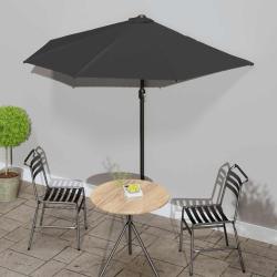 Parasol de balcon avec m&acirc;t en aluminium Noir 270x144x222cm Demi
