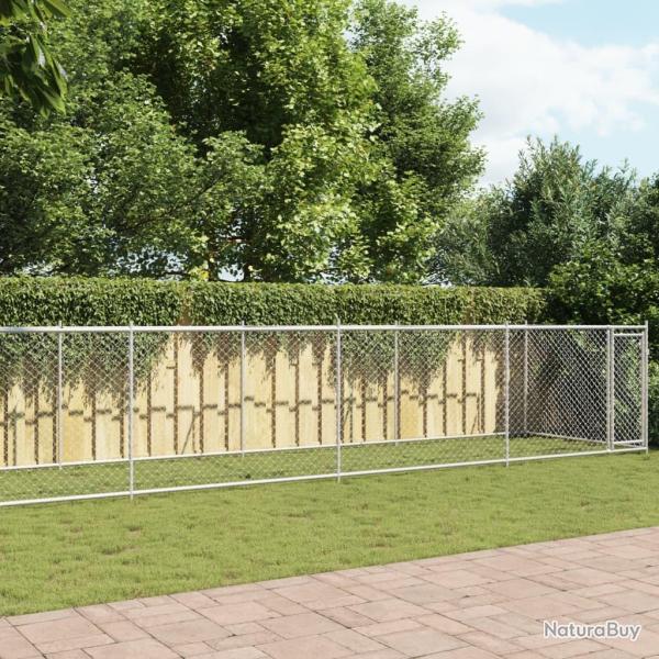 Cage pour chien avec porte gris 12x2x1,5 m acier galvanis�