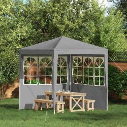 Mur de tente de f&ecirc;te 2 pcs 200 x 195 cm Gris clair PE et acier