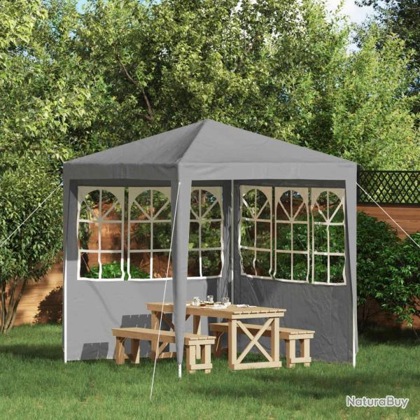 Mur de tente de f�te 2 pcs 200 x 195 cm Gris clair PE et acier
