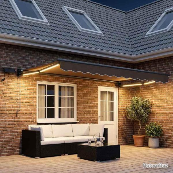 Store r�tractable manuel avec LEDs Taupe