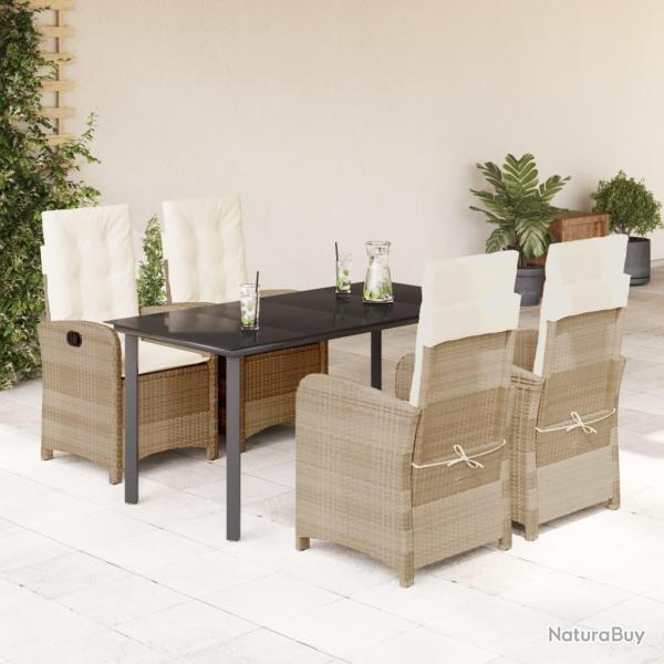 Ensemble � manger de jardin avec coussins 5pcs Beige poly rotin