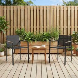 Chaises de jardin 2 pcs Noir et anthracite 53,5 x 59 x 77 cm