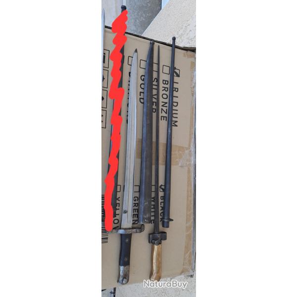 Lot de 2 baionnettes ww1 steyr 1886 et rosalie