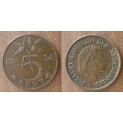 Pays Bas 5 Cent 1954 Piece Cents Florin Netherlands