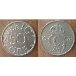 Suede 50 Ore 1978 Piece Couronne Kronor Sweden