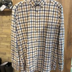 Destockage - Chemise Bande Originale &agrave; carreaux Beige/bleu