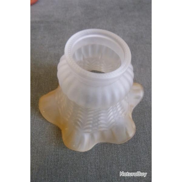 TULIPE EN VERRE DEPOLI LAMPE LUSTRE APPLIQUE ART NOUVEAU