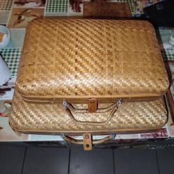 LOT DE VALISETTES EN OSIER RARE