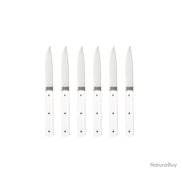 COUTEAU DE TABLE 9.47 PERCEVAL MANCHE POLYACETAL Blanc Boite de 6