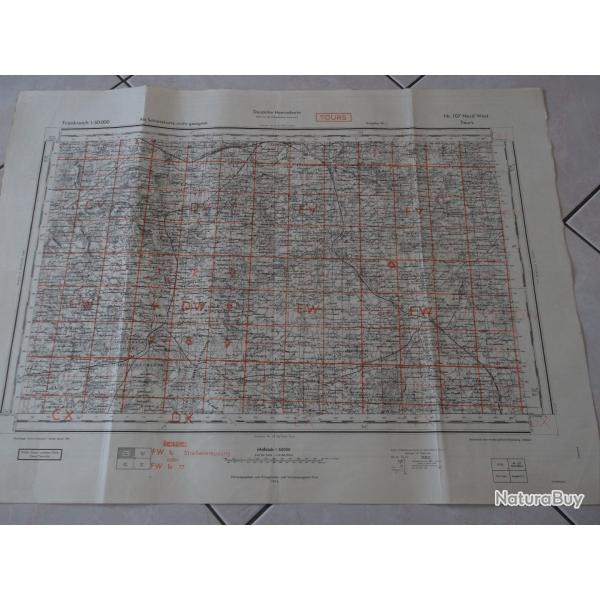 Carte Allemande de la r�gion de Tours pendant ww1 et ww2 .