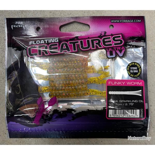 Leurres Fox Rage Creatures UV Funky Worm 7cm sparkling oil