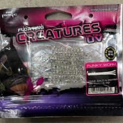 Leurres Fox Rage Creatures UV Funky Worm 7cm salt n pepper