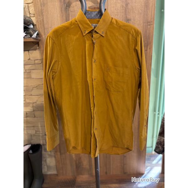 Destockage - Chemise  Bande Originale c�tel� jaune moutarde