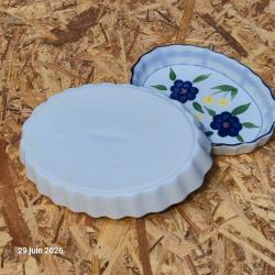 Lot de 2 petits plats en c&eacute;ramique qui va au four, de forme ovale