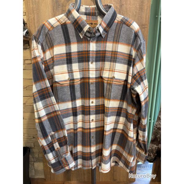 Destockage - Chemise Bande Orginale � carreaux gris/orange