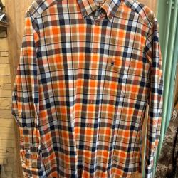 Destockage - Chemise Bande Originale &agrave; carreaux orange/bleu