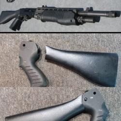 Rarissime crosse bois et poign&eacute;e pour fusil d'assaut semi automatique Franchi SPAS12