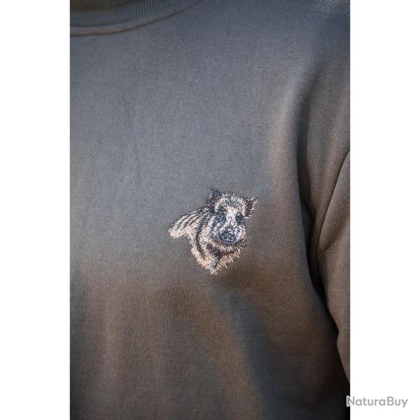 Sweat Treeland Vert Broderie Sanglier Taille L - Somlys