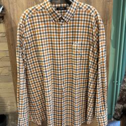 Destockage- Chemise Jumfil &agrave; carreaux orange/vert