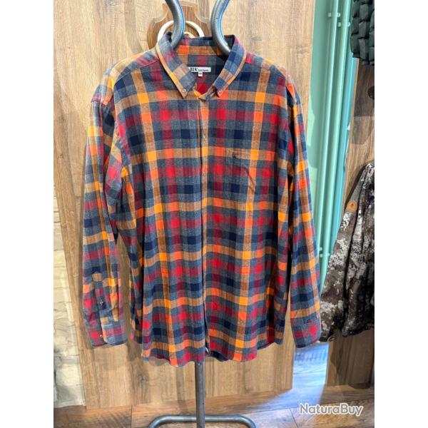 destockage- chemise Bande Originale � carreaux grise/orange/rouge
