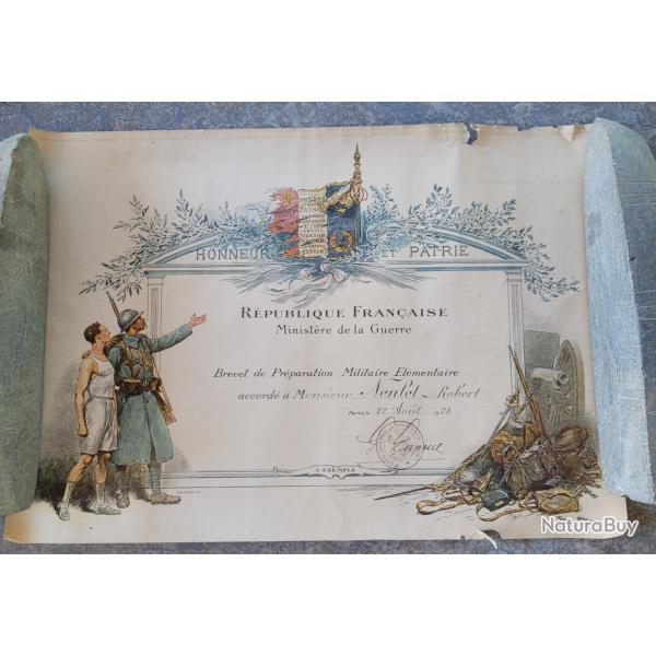 Dipl�me de Pr�paration Militaire de 1924.