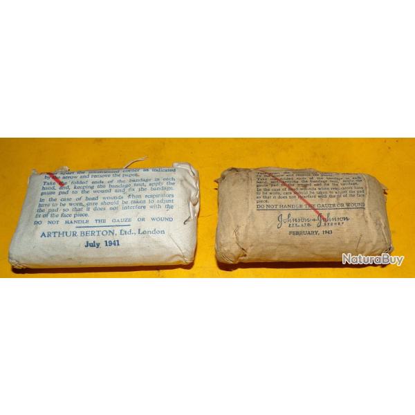LOT DE 2 PANSEMENTS WWII : 1 ANGLAIS DE JUILLET 1941 ET 1 CANADIEN DE FEVRIER 1943 ,  ETAT  VOIR PH