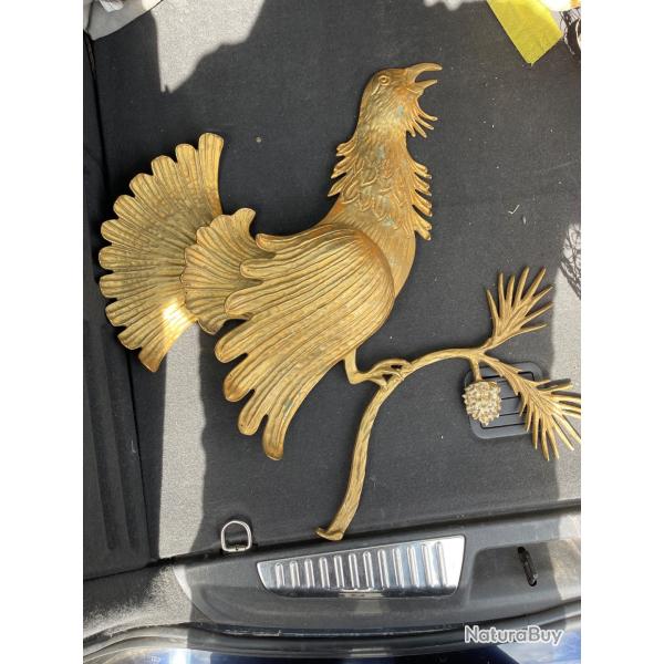 Bronze dor� Coq Bruy�re BAVIERE 1875