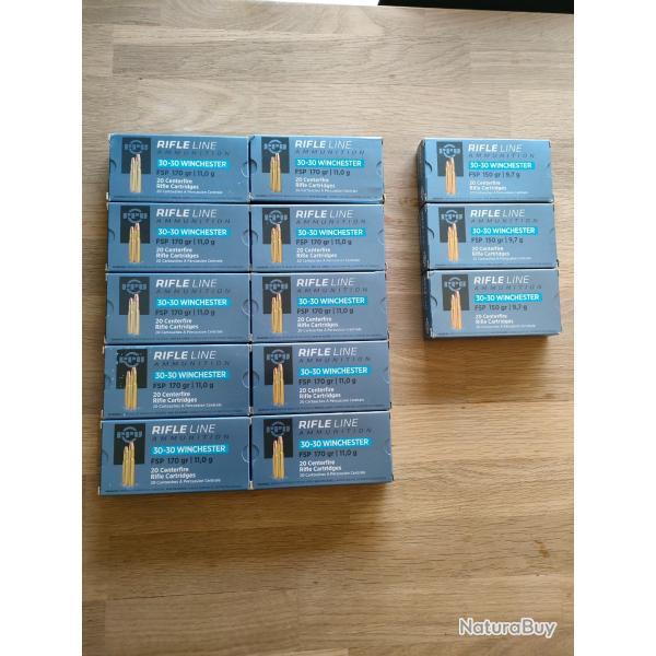 Lot de cartouches 30-30 PPU Partizan et Winchester X Super