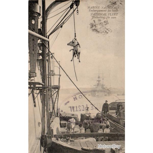 Carte Postale Ancienne - Embarquement des Boeufs sur Navire Militaire -N�8571