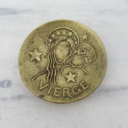 Ancien Vide-Poche/Coupelle en Bronze dor&eacute; patin&eacute; &agrave; d&eacute;cor signe du zodiaque Vierge (Vers 1930)