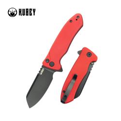 Couteau de Poche Kubey Creon Lame Acier AUS-10 Manche G10 Rouge Blackwash Button Lock KUB336H