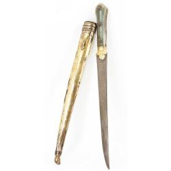 LONG POIGNARD KARD TURC OTTOMAN XVIII&egrave; WOOTZ JADE VERMEIL & CABOCHONS Collection
