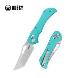 Couteau Kubey Tantorian Lame Acier 14C28N Manche G10 Bleu Tiffany Crossbar Lock KUB433C