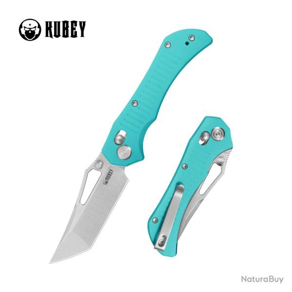Couteau Kubey Tantorian Lame Acier 14C28N Manche G10 Bleu Tiffany Crossbar Lock KUB433C